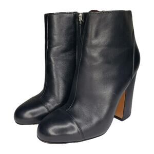 Marc Jacobs Boots Black Leather Round Toe Block Heel Ankle Womens 35 5 US Bootie